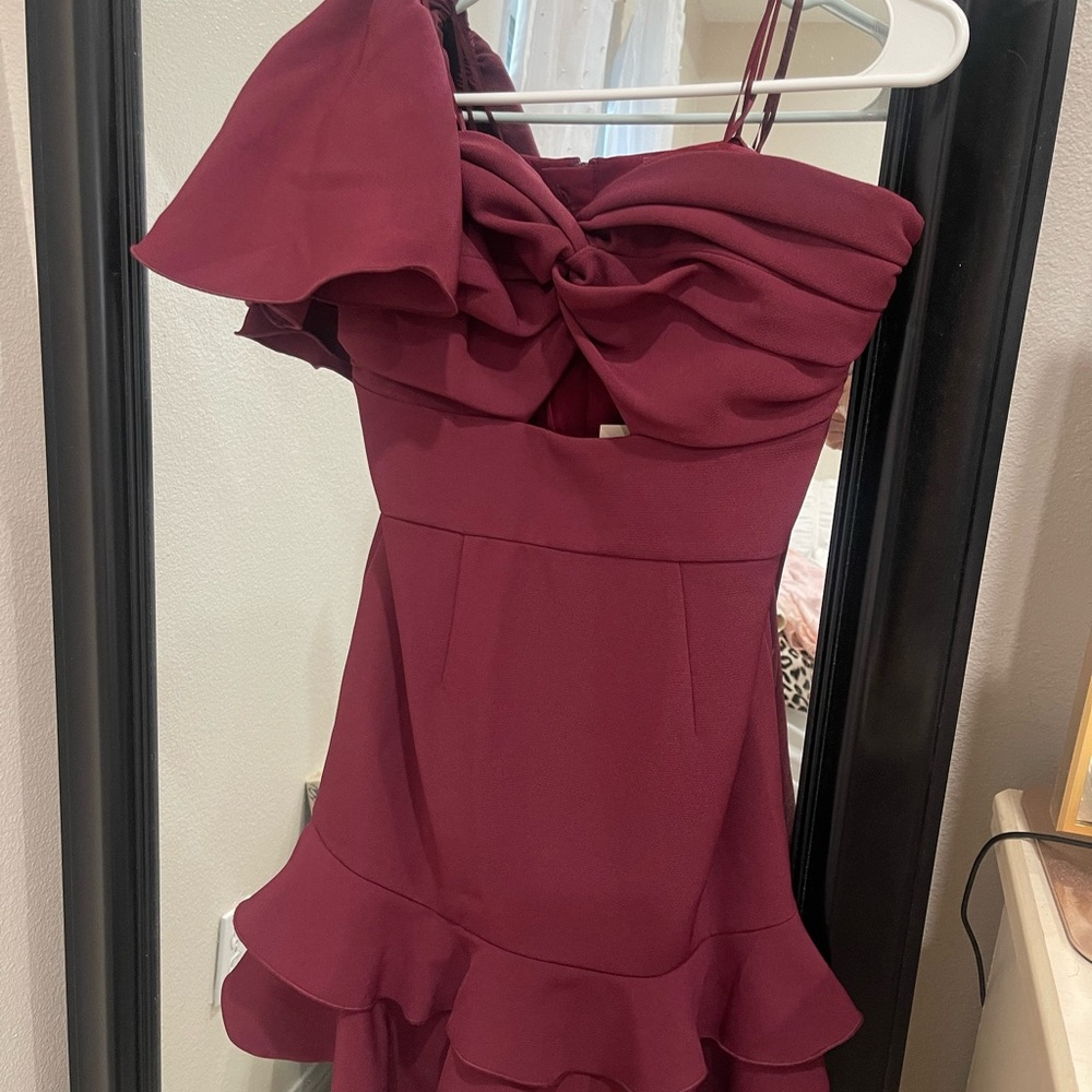 KEEPSAKE the Label One Shoulder Burgundy Dress